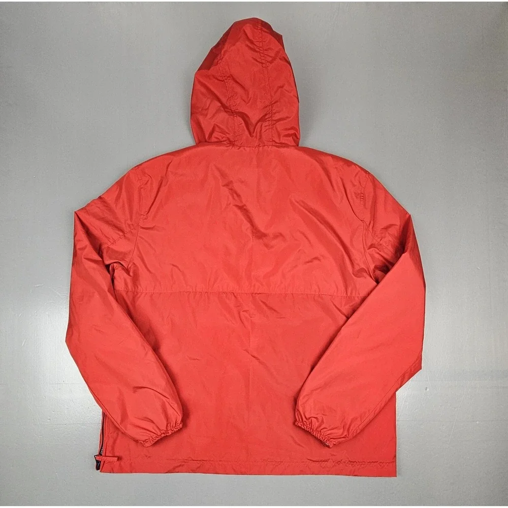 Tommy Hilfiger Denim Mens XL. Windbreaker Qt Zip Hooded Red Pullover Y2K Jacket‎